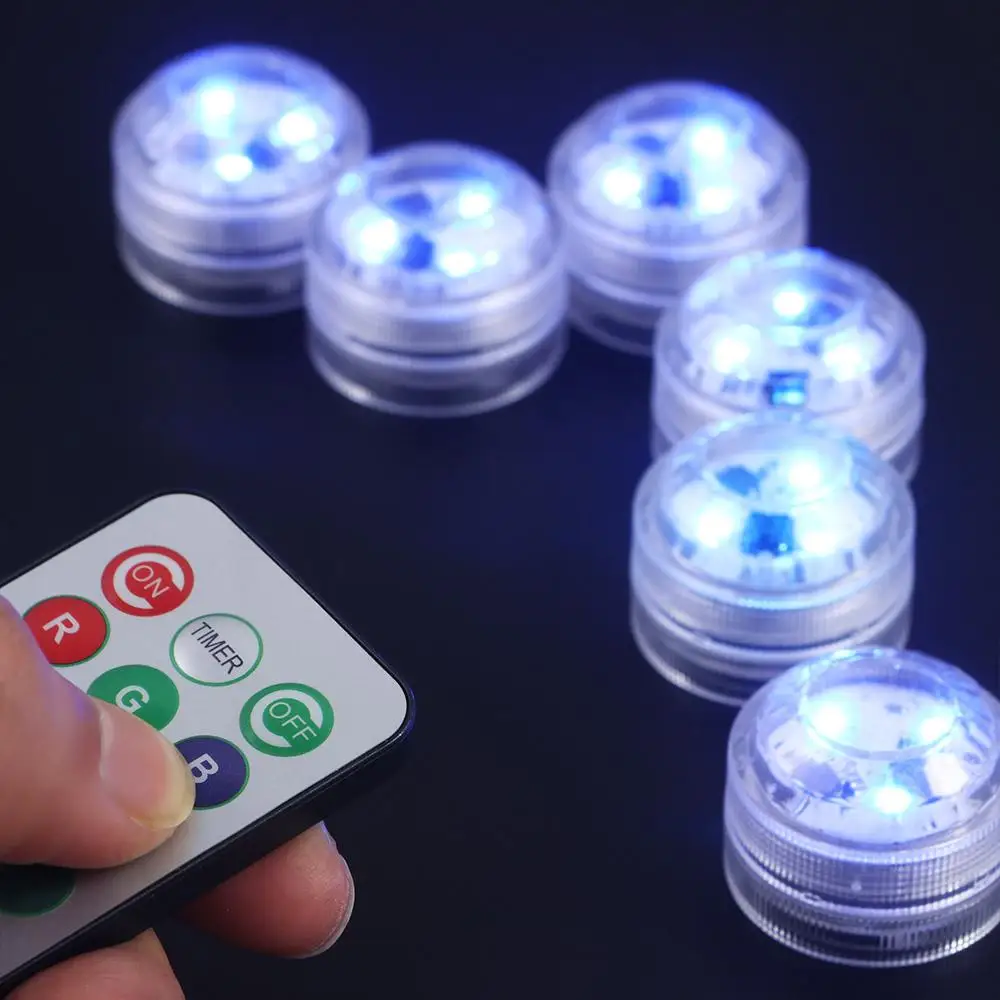 Underwater RGB Hot Tub Tea Light Vase Decor Aquarium Party Decoration Pool Light Night Lamp Submersible LED Lights
