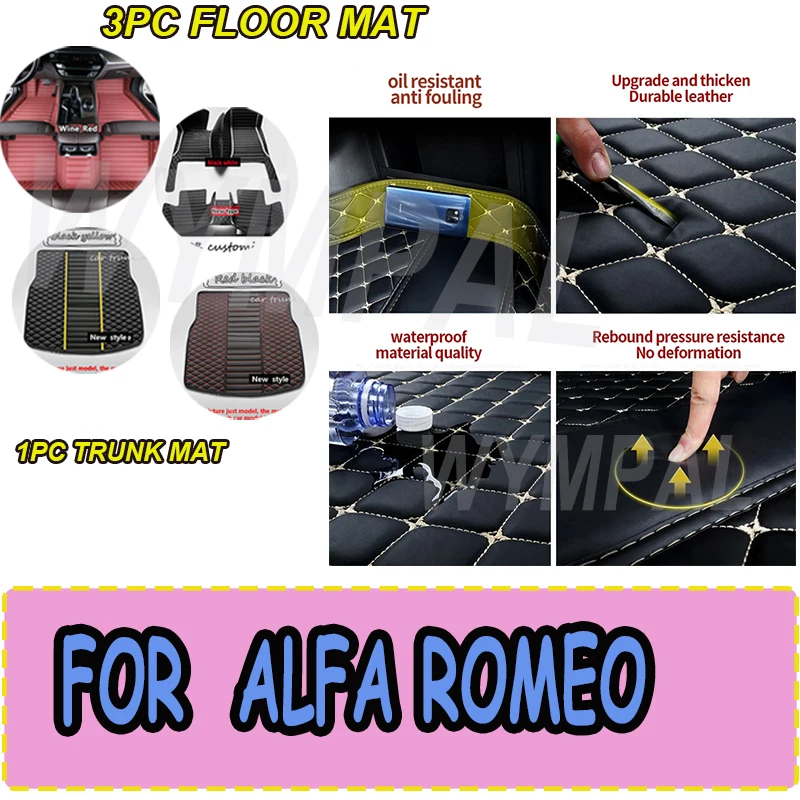 

Роскошные автомобильные коврики для ALFA ROMEO Giulia Mito Stelvio GT Giulietta 4C 159 Spider 916 GTV Brera 166 147 Chevrolet Коврики