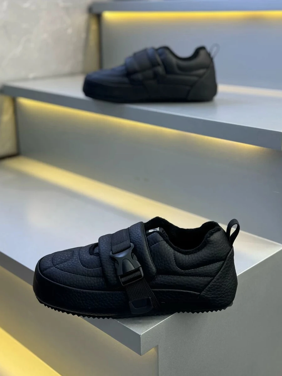 

Trendy Men's Winter oes Soft Bot Comfortable Snow Cotton Fce Lined Slip-On Versatile Lazy Person's oe Men