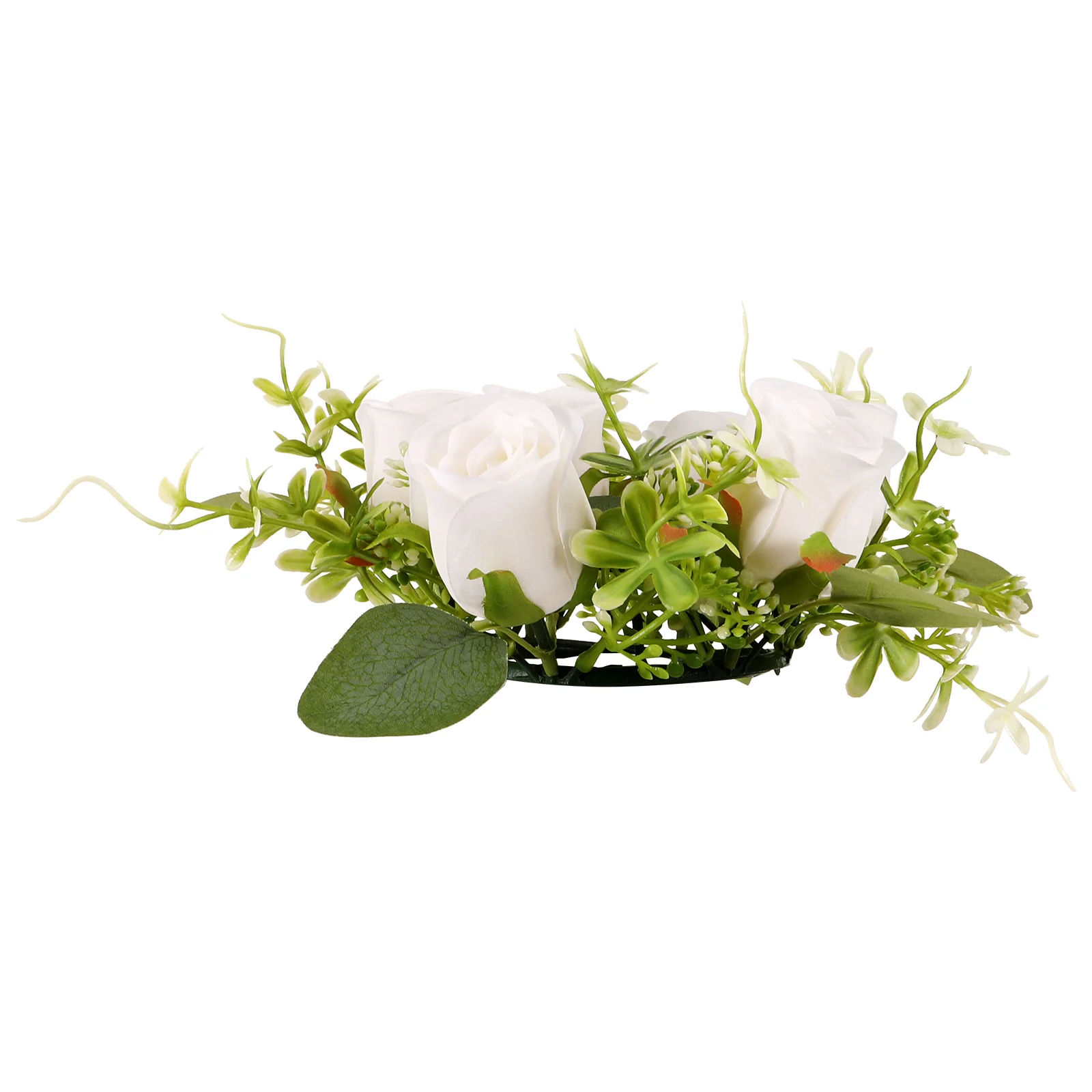 

Artificial Rose Wreath Candles Sweetheart Silk Flower Tealight Wedding DecorCandle Rings Wreaths Leaf Garland Table Decor