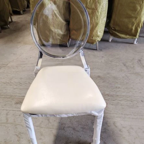 Restaurant Wedding and Event Chairs with Round Acrylic Chair Backs and Stainless Steel Frames Wedding Chair