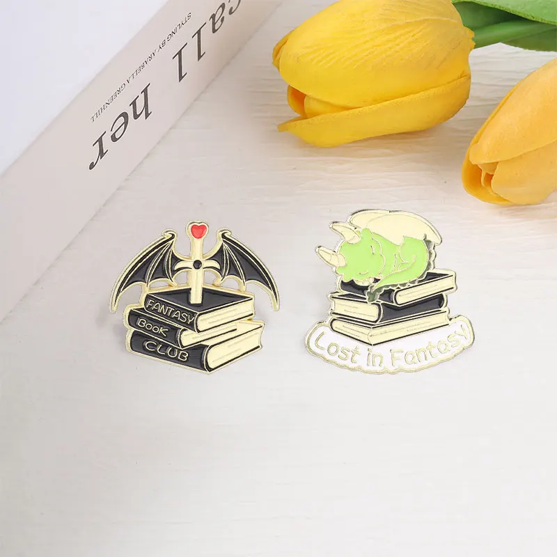 Wizard Animal Badges Skunk Mouse Raccoon Cat Magician Enamel Pins Fantasy Book Club Dragon Brooches Gift for Book Lover view 3