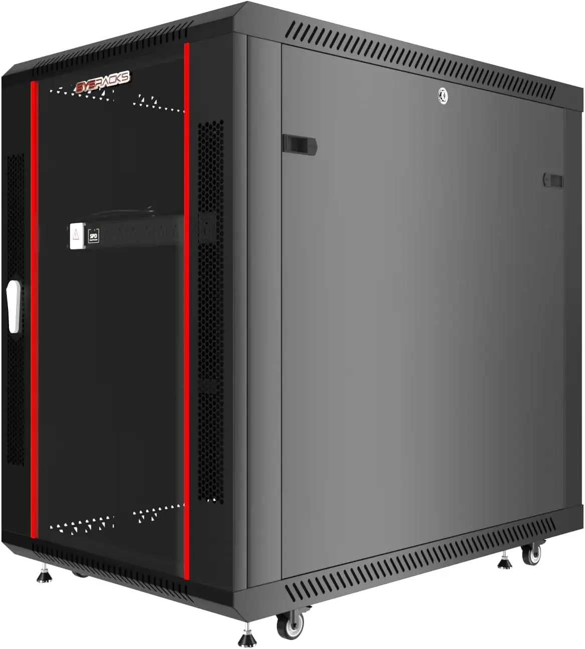 Armário de servidor com tampa profunda de 35 polegadas em rodízios com rede de rack de servidor de ventilador 15U