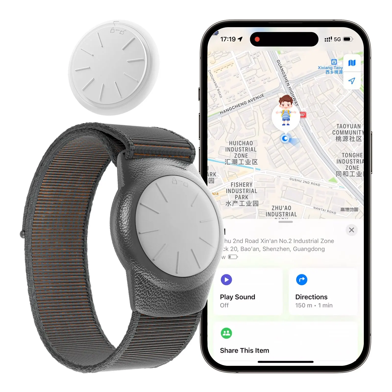 

GPS Tracker for Kids (iOS only)Teen,Special Needs, Elderly,Real-Time Kids Tracker Watch Band Works with Find My (iOS Only) APP