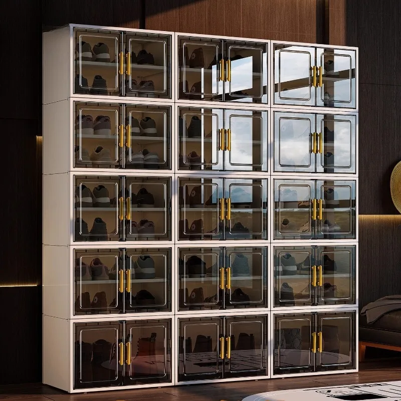 Shoe box storage box Household door cabinet Transparent plastic shoe rack storage artifact No odor