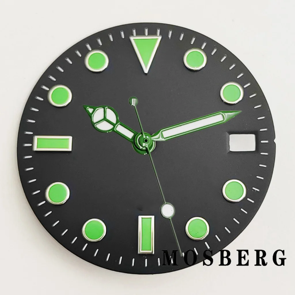 28.5 مللي متر NH35 NH36 ساعة الطلب مع ساعة الأيدي العقيمة أسود أبيض ساعة وجوه الحركة التلقائية الملحقات