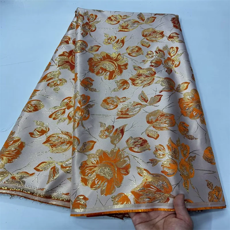 

2025 Fashion African Brocade Jacquard Fabric Woman Organza Lace Material Floral Mesh Cloth Nigerian Tulle French Net