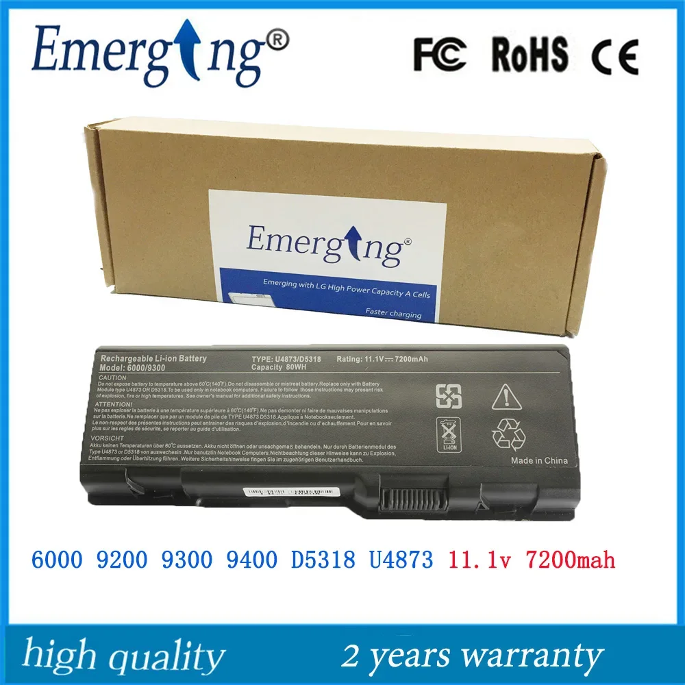 Imagem -01 - Bateria do Portátil para Dell Inspiron 6000 9200 U4873 Xps Gen M1710 D5318 Yf976 Novo Células 7200mah bateria do portatil para dell inspiron 6000 9200 u4873 xps gen m1710 d5318 yf976 novo celulas 7200mah 01