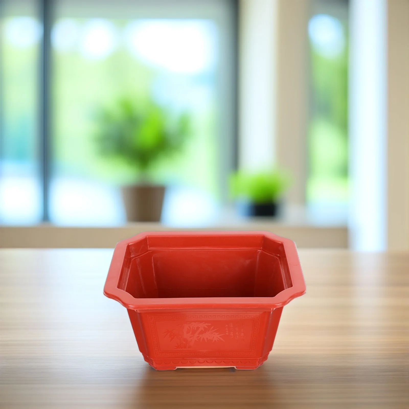 

5pcs Thickened Plastic Flower Pots Large Rectangular Drainage Hole Plants Succulent Bonsai Balcony Vintage Decor