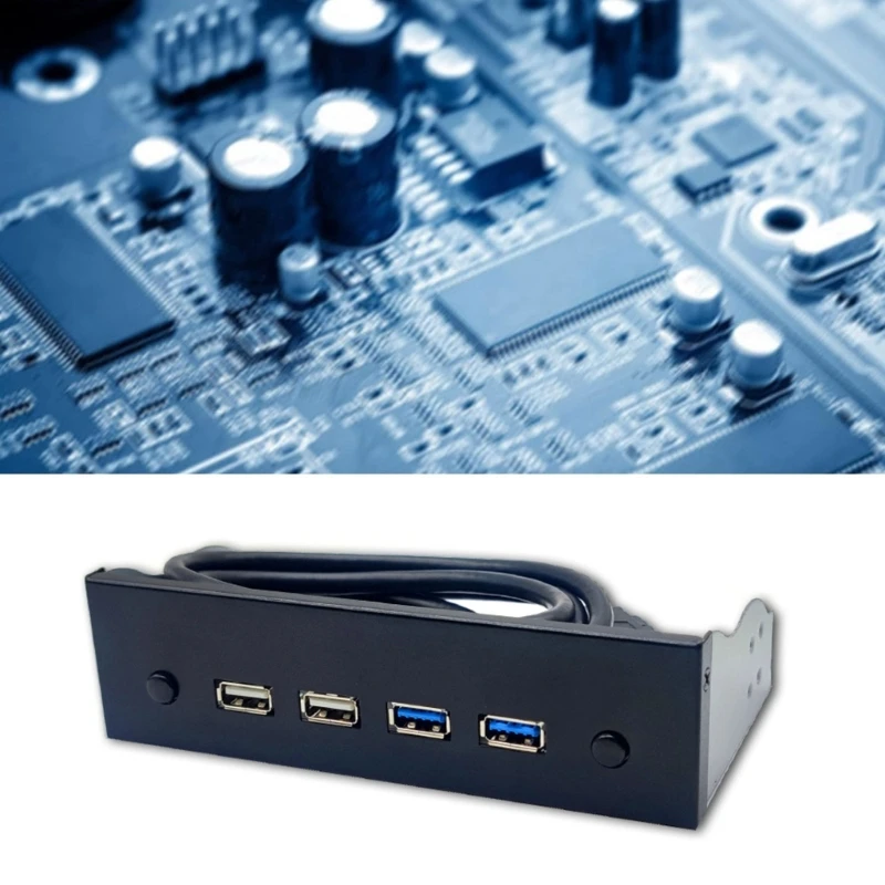 2 Port USB + 2 Port USB 2.0 19 Pin / 9 Pin Connector For 5.25