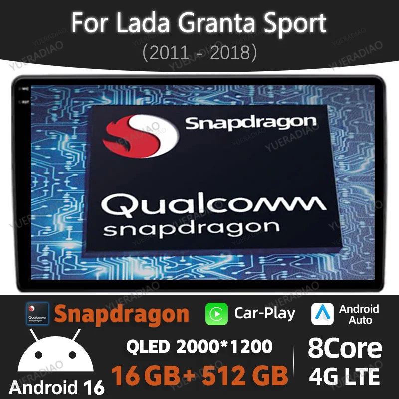 Android 16 Car Radio For LADA BA3 Granta Cross 2018 2019 Multimedia Stereo Video Player NAVI GPS 4G WIFI Carplay Auto Head Unit