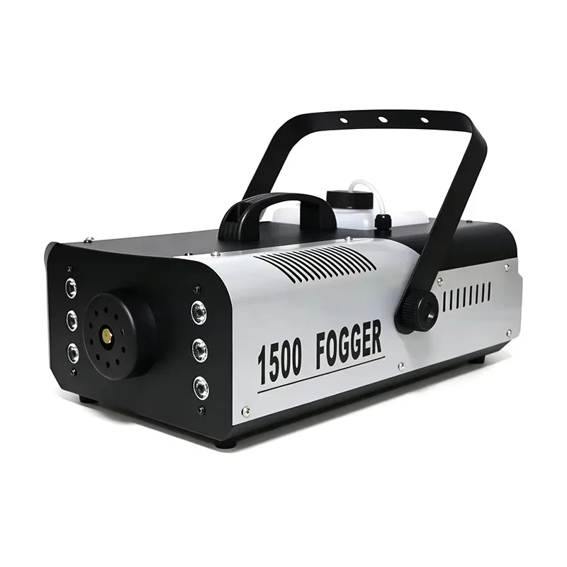 Fog Machine High Power 1500W 6LEDS Wired Remote Control Continuous Output Smoke Machine for Large Stage Events Wedding Party Bar