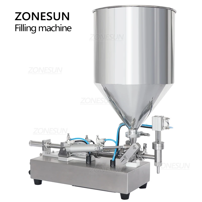 ZONESUN Paste Filling Machine Pneumatic Moisturizer Small Dose Cream Filler Cosmetic Honey Bottle With Ceramic Cylinder