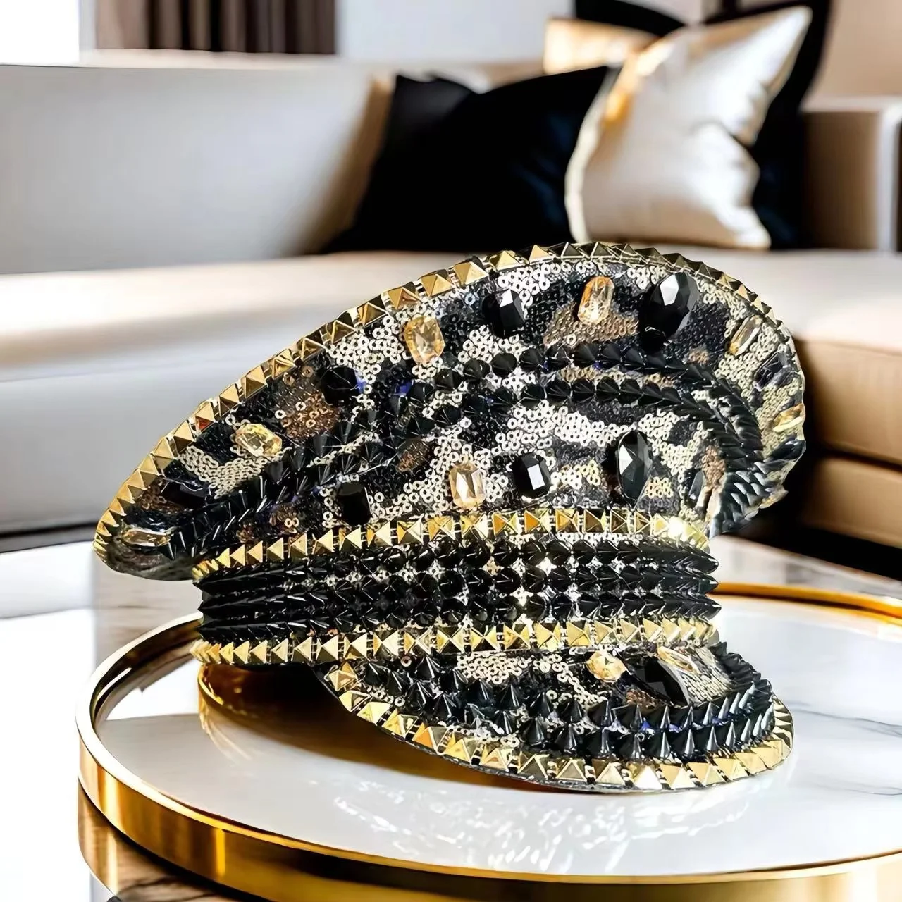 HongLuan  Halloween Costume Hat, Captain Hats Rhinestone for Burning Man Festival Woman, Cosplay Female Accessories