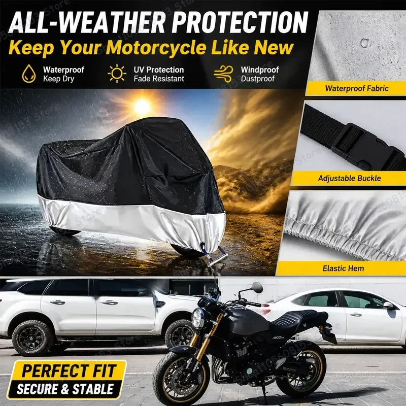

For Kawasaki Z900RS Motorcycle Cover Waterproof UV Resistant Dustproof All Weather Bike Cover for Indoor Outdoor Riding