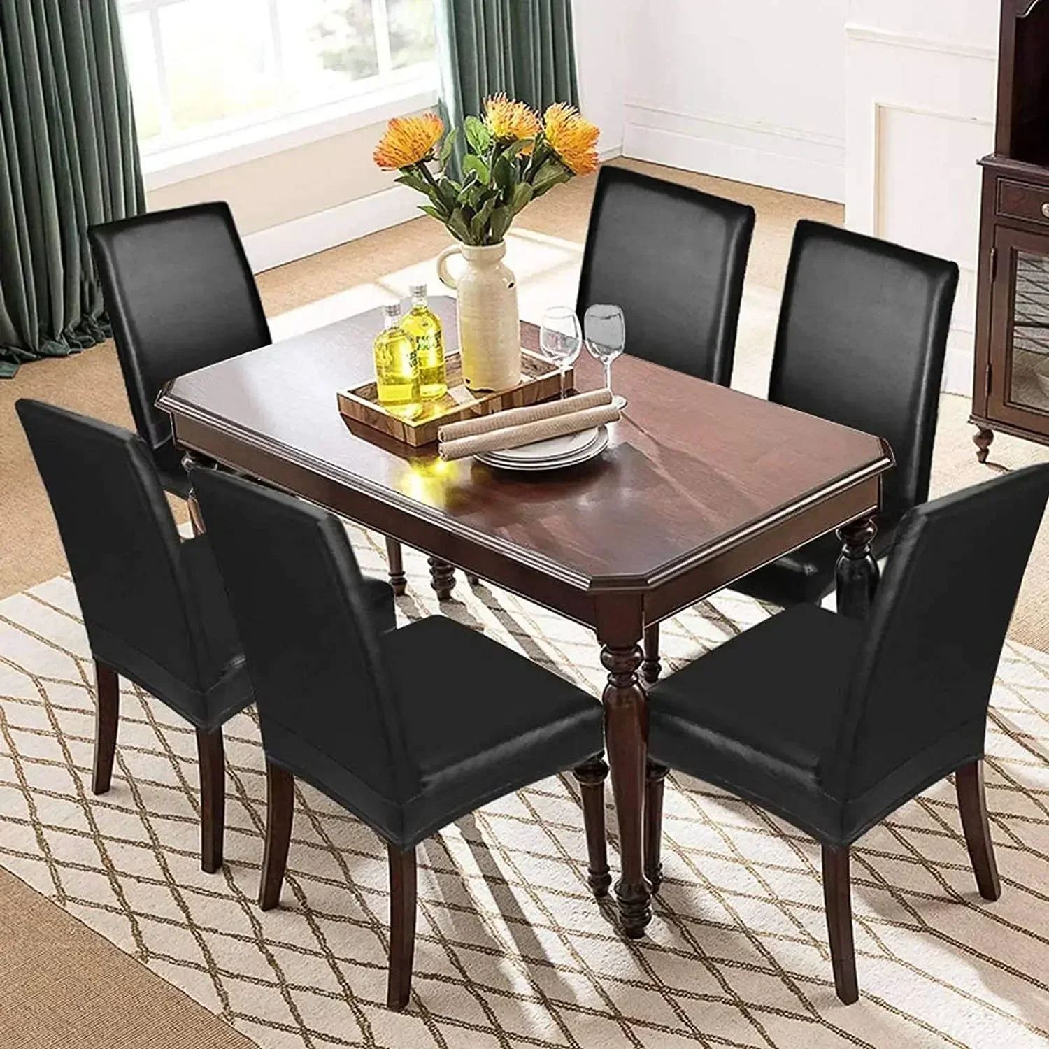 Funda protectora de cuero PU para silla de comedor, impermeable, decoración para asiento de Hotel, banquete, boda