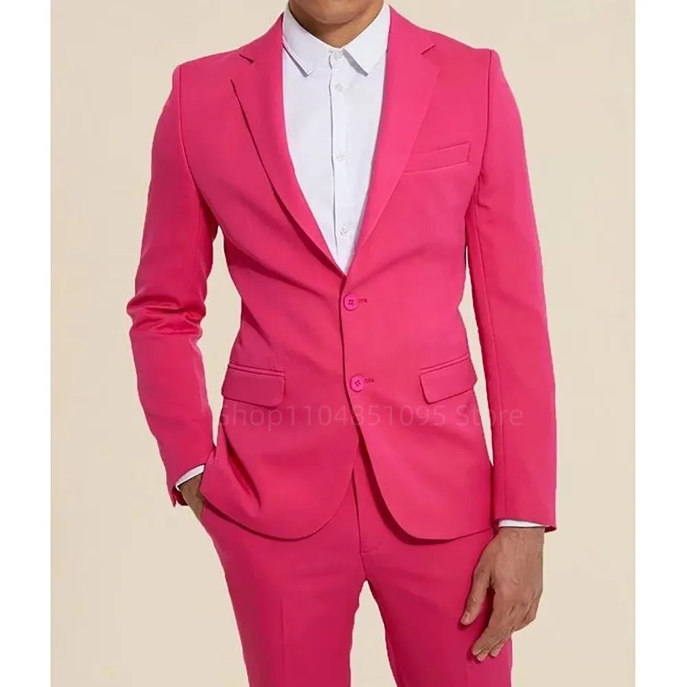 

Solid Men's 2-Piece Slim Fit Tuxedo Suit - Single Breasted Notch Lapel Jacket & Trousers for Wedding Business Casual Groom