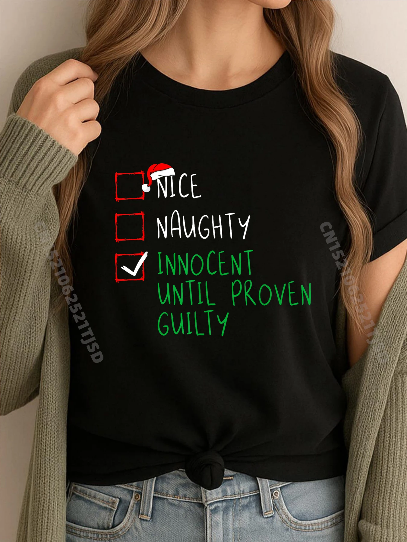 

Женская футболка «Красивый непослушный невинный, пока не прованный» с рождественским списком Guilty100 ℅ Хлопковые футболки с аниме для женщин 4 июля