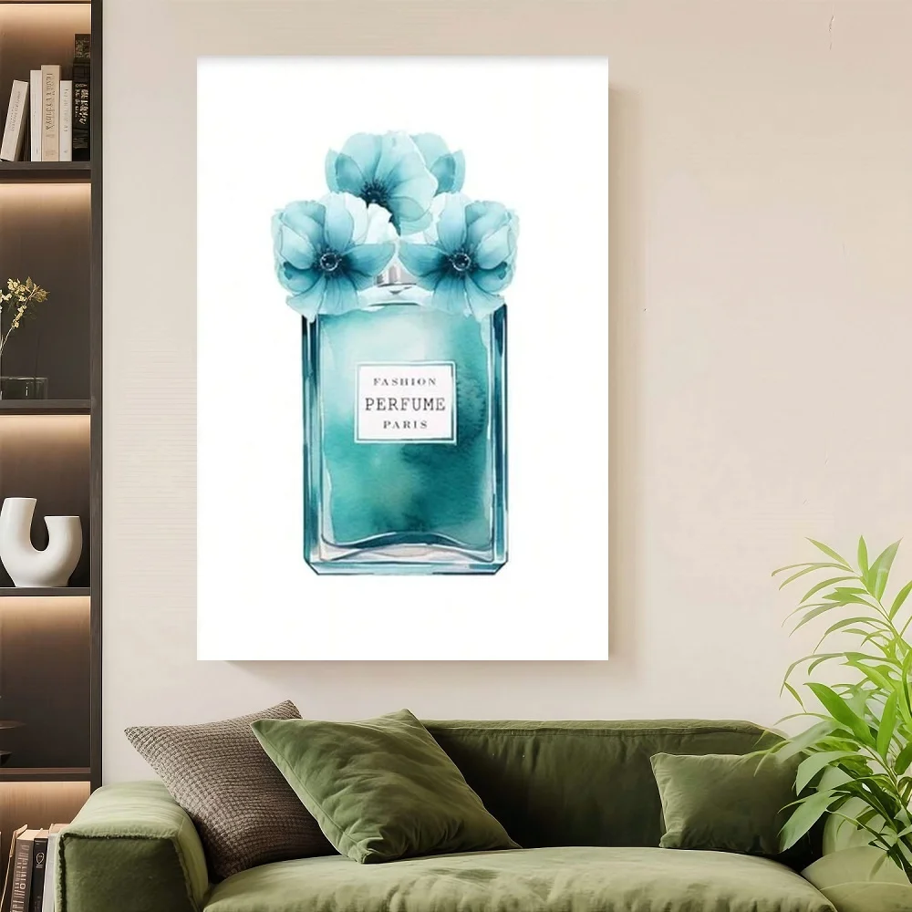 

Framed Poster Master Fashion Poster - Turquoise Blue Designer Print - Perfume Art - High Heels Art - Gift For Women & Fashionist