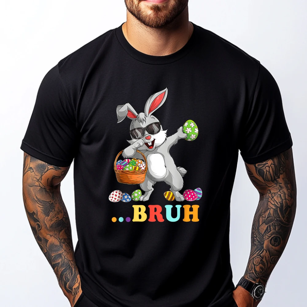 

Bruh Dabbing Rabbit Easter Day Eggs Dab Boys Kid Gifts Camisas Basicas Hombre Streetwear Camisa