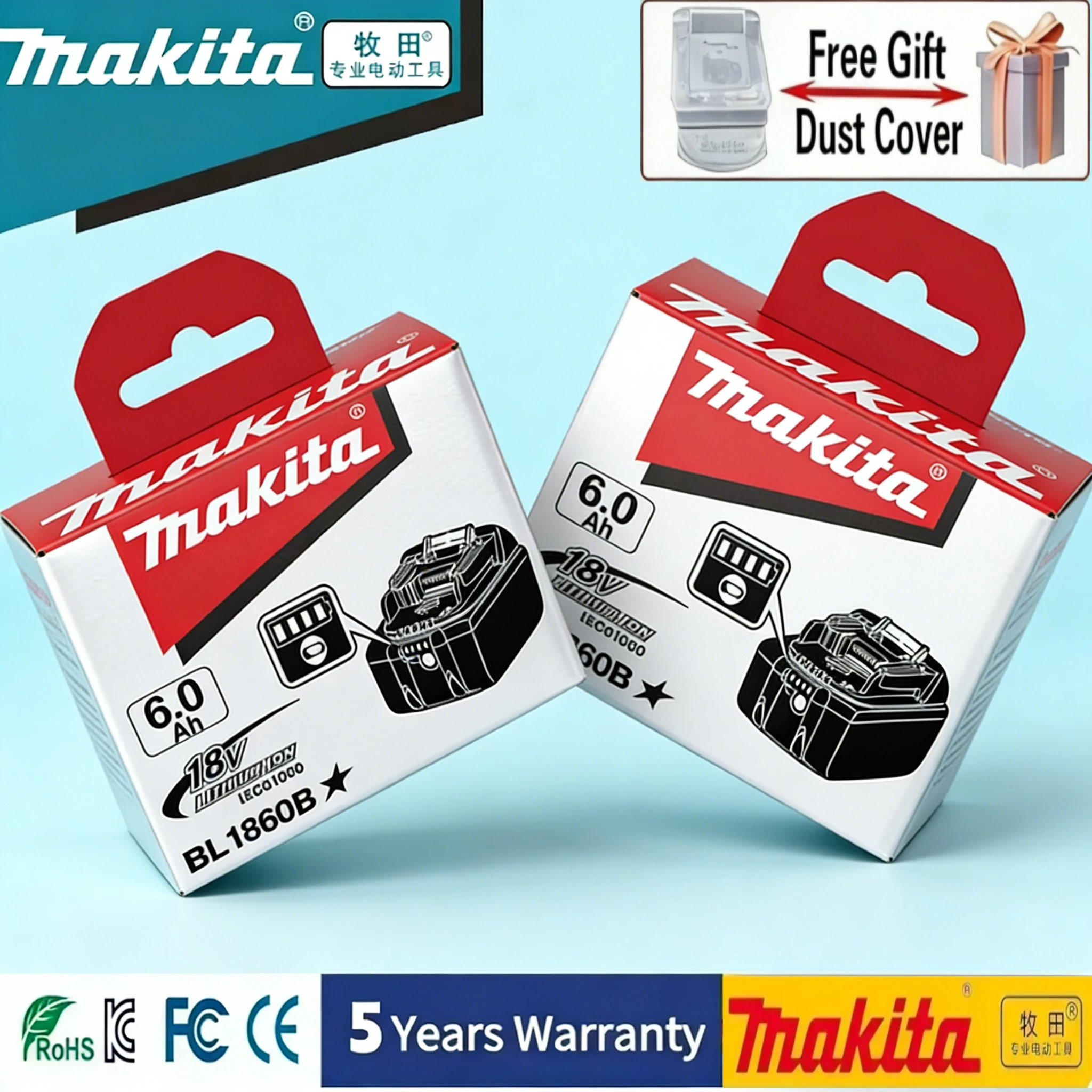 

High Capacity 18V 9Ah Battery For Makita 18V BL1890 BL1860 BL1850 Lithium Ion Battery For Cordless Power Tools