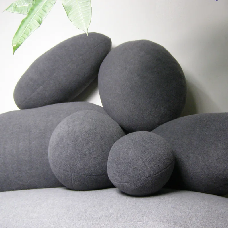 Fake Stone Cushion Dark Gray Pillow Plush Creative Simulation Pebble Pillow Sofa Home Furnishing Pillow Size 1-6