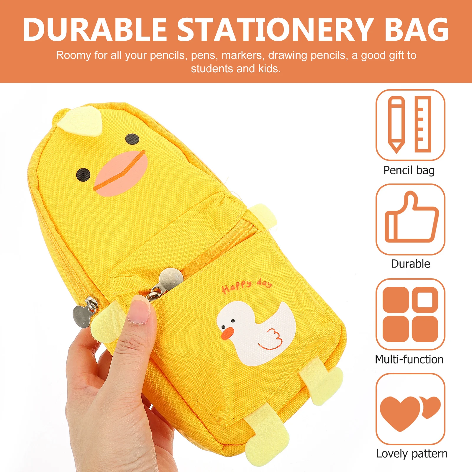 Korean Version Canvas Stationery Bag Student Zipper Pencil Case Multi-function Pouch