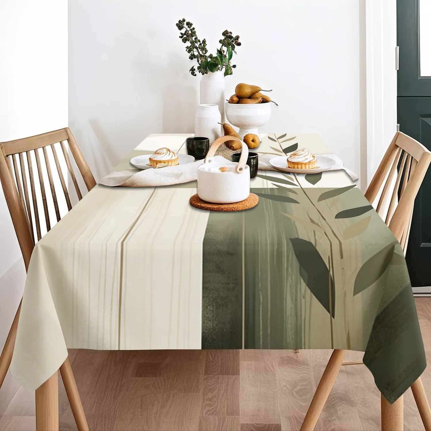 Rectangular abstract plant tablecloth, made of polyester - perfect holiday home decoration item