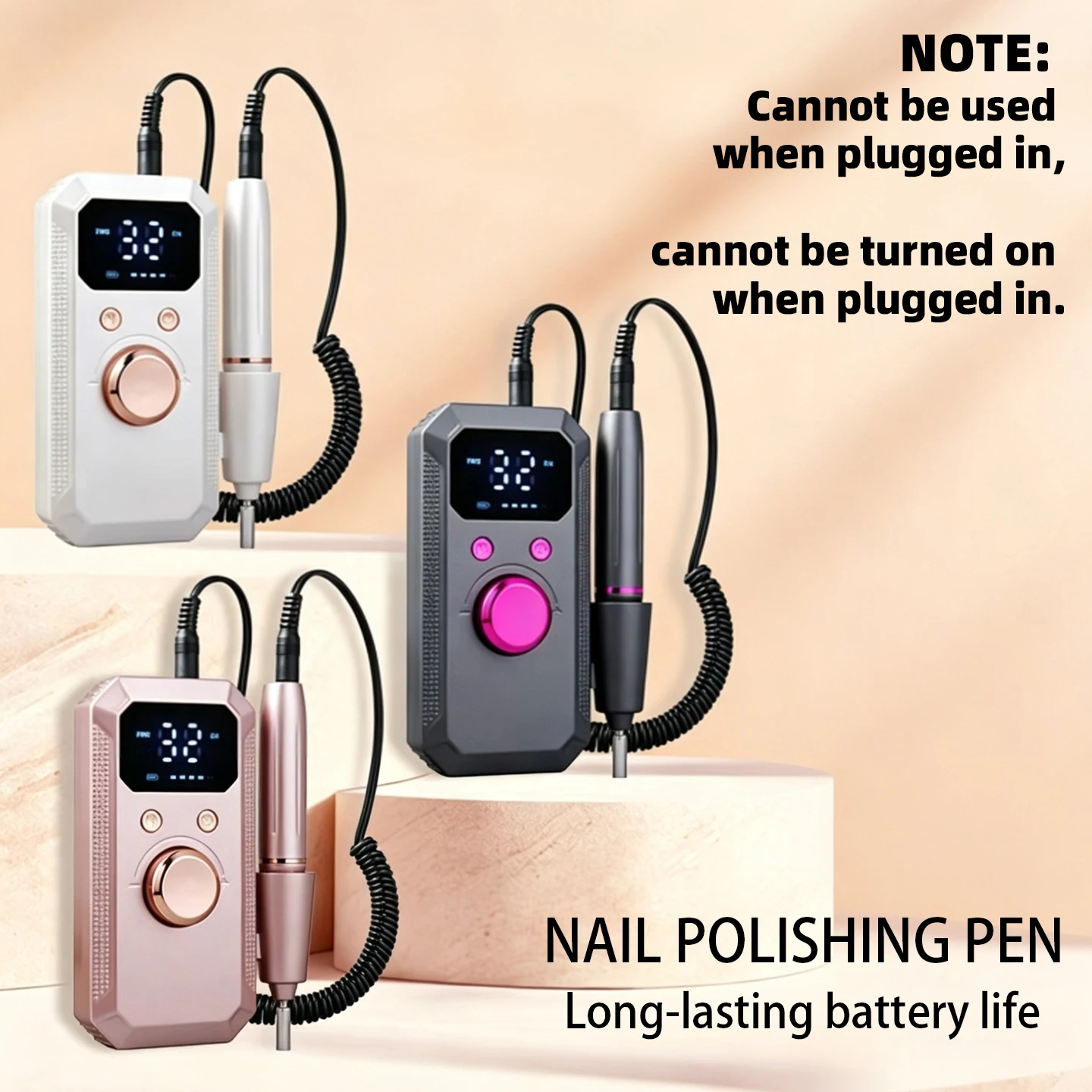 Professional Rechargeable Electric Nail Filer, Portable Cordless Nail Filer, High-Definition LED Display, Multiple Speed Settings, Nail and Pedicure Kit, Suitable for Polishing, Filing, and Removing Acrylic Gel Nails, Ideal Holiday Gift.