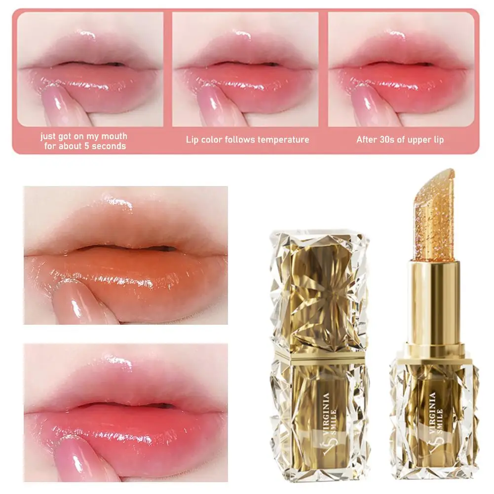 Soft Jelly Lipstick Color Changing Glossy Hydrating Balm Sparkling Turning Red Sequins Glitter Lip Moisturizing Shade Lip S G6O8