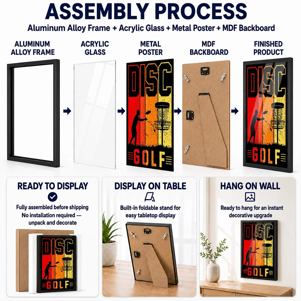 Disc Golf Vintage Design Framed Aluminum Metal Poster Customized Victory Tribute Wall Art Designed For Golfers To Display In Gym