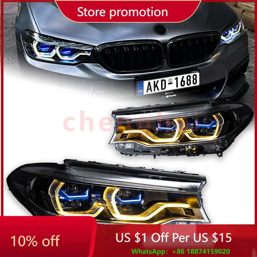 

Автомобильные фары для BMW G30, лазерная фара, проектор, линза F90, сигнальная фара 525i 530i 535i 540i 550i, светодиодный автомобильный аксессуар Drl
