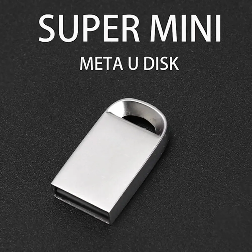 Mini USB Flash Drives Metal Pen Drive 64GB Business Memory Stick Free Key Chain Storage Devices Silver Pendrive U Disk