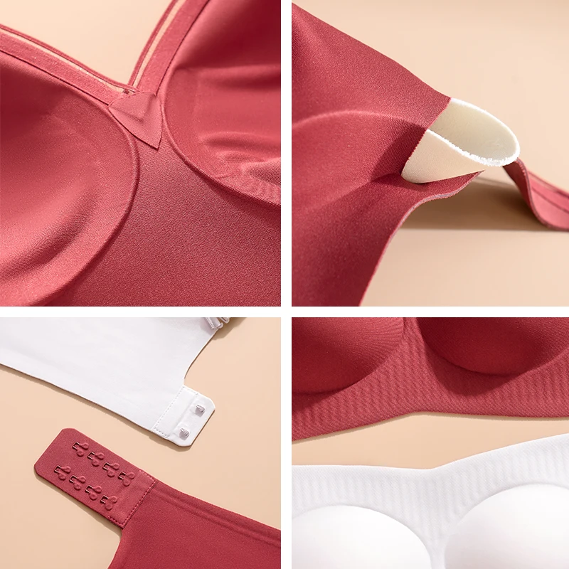 Fixed Cup Jelly Soft Support Women Underwear Side Fold No Marks Upper Support Gathering No Steel Ring Soft Color Comfortable Bra