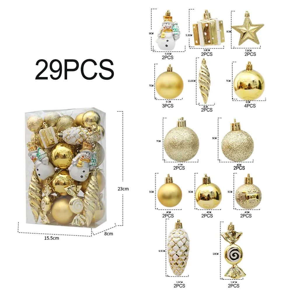 20/29 Pcs Christmas Ball Bridal Shower Party Christmas Ball Christmas Tree Decoration Gold Home Garden Decoration