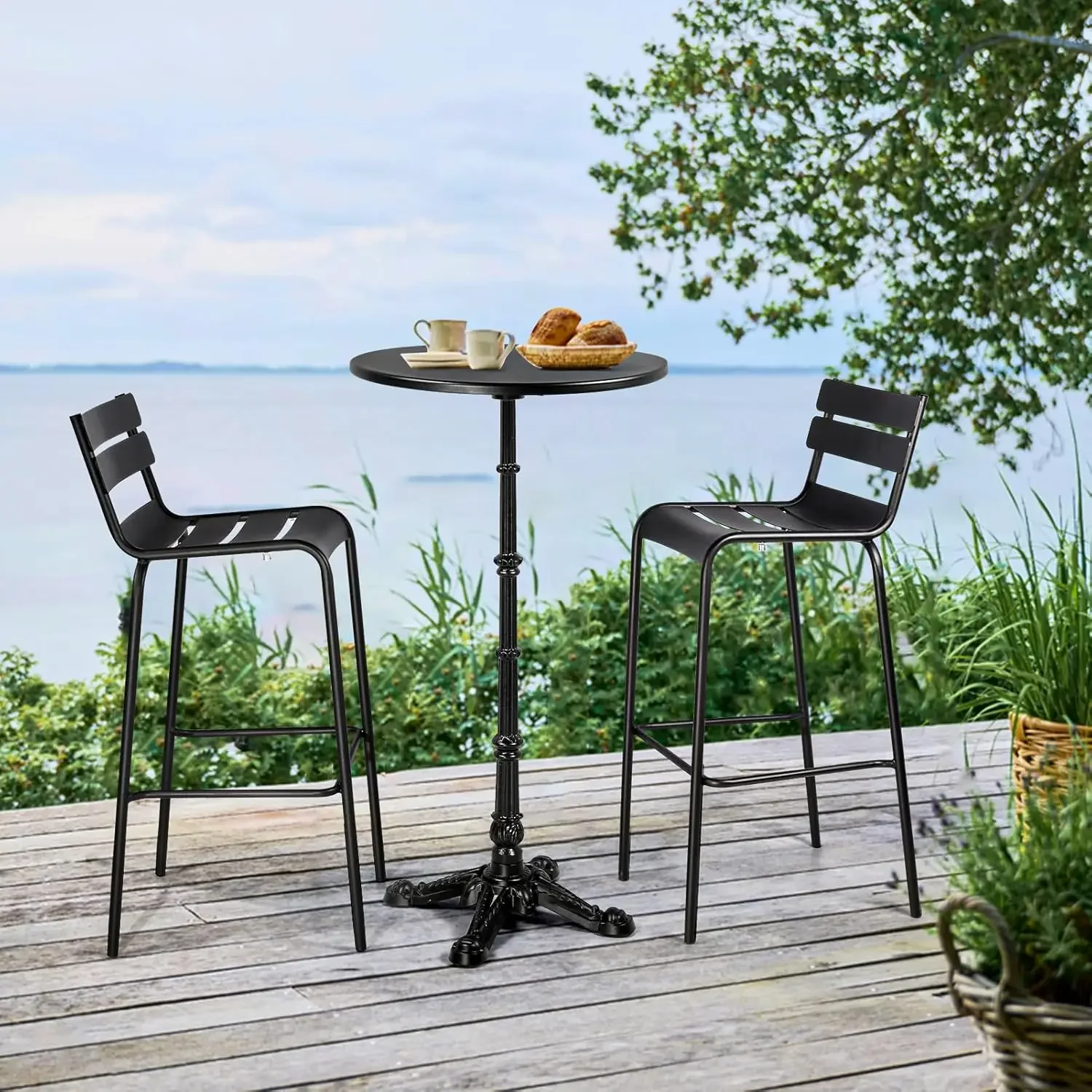 Stools with Backrest Extra Tall Patio Chairs Modern Cafe Chair for Outdoor Indoor Kitchen Dining Stool 31.4inch Seat H