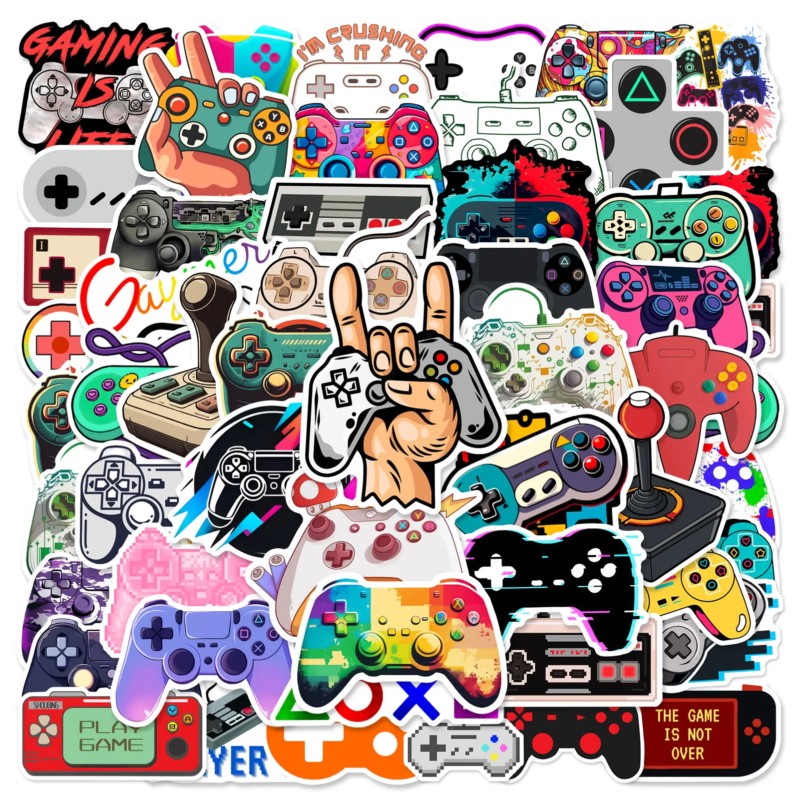 50Pcs Vintage Gamepad Cartoon Stickers Graffiti Gaming for Phone Laptop Guitar Helmet Travel Luggage Skateboard Car DIY
