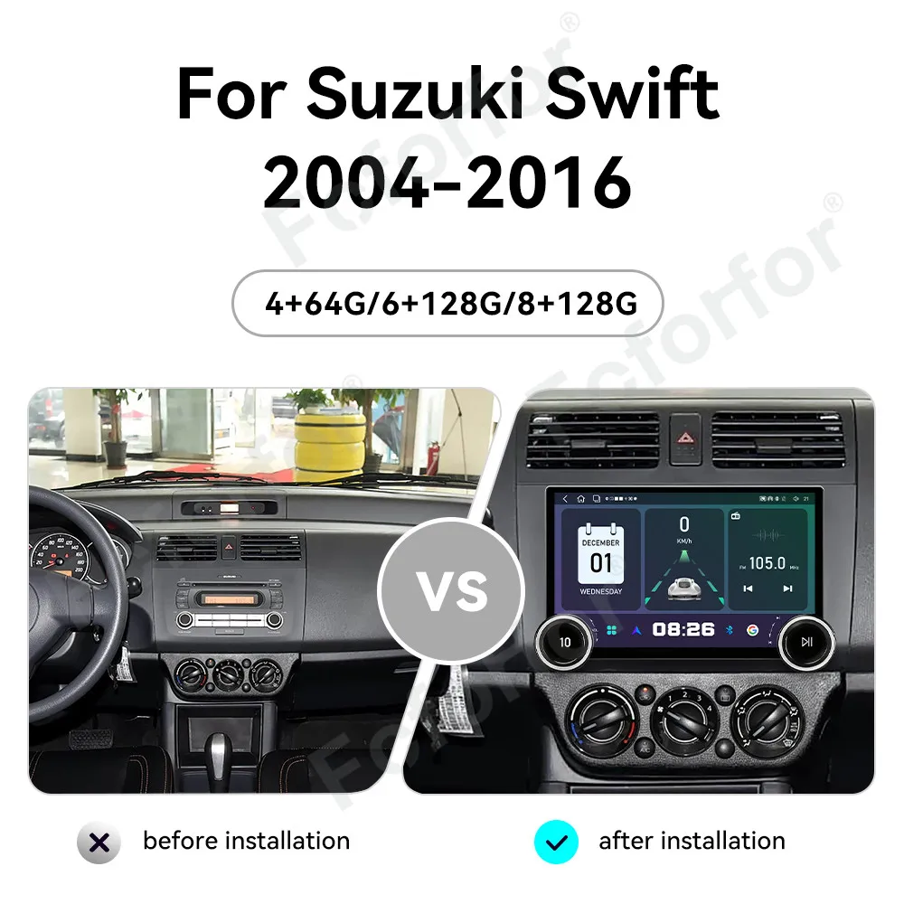 Unidad Principal Multimedia para Auto de Alta Gama, Ultra Grande, Full HD, Táctil, de 11.5 Pulgadas, Android 15, Inalámbrica, con CarPlay, GPS y Navegación, para Suzuki Swift 2004-2016