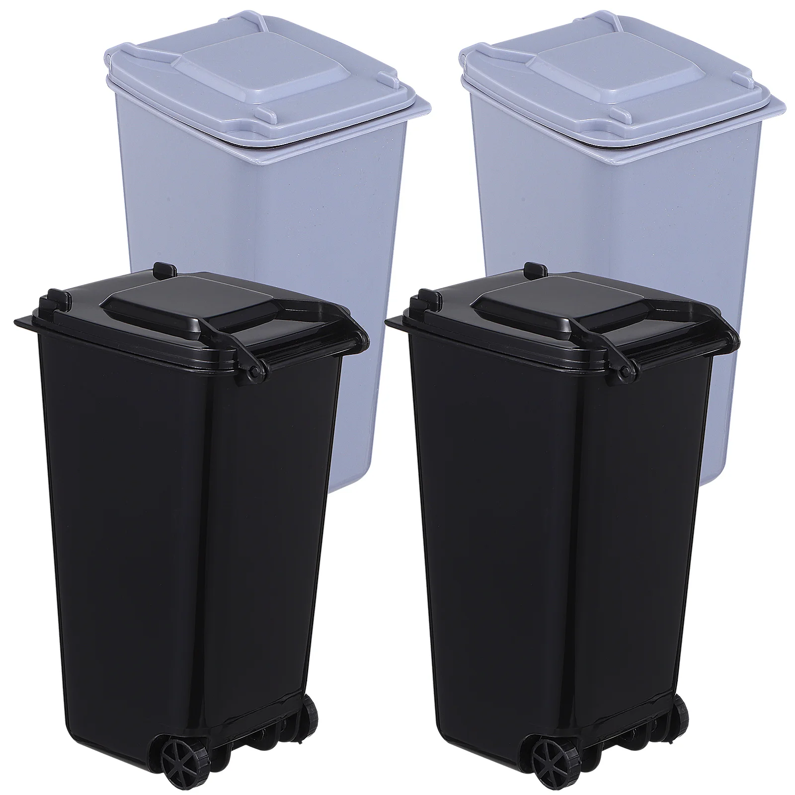 

4 PCS Plastic Mini Trash Can for Desktop Car Small Waste Bin Wastebasket with Lid