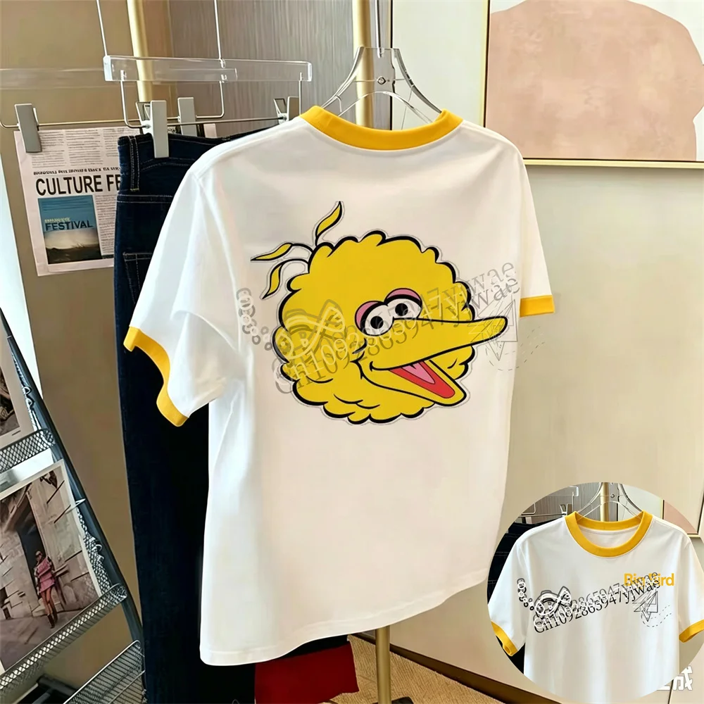 Sesamstraße T-Shirts Elmo Oscar Big Bird Cookie Monster Niedliche Charakter-Grafik Top Mode Streetwear Herren Damen T-Shirts – Detail 4
