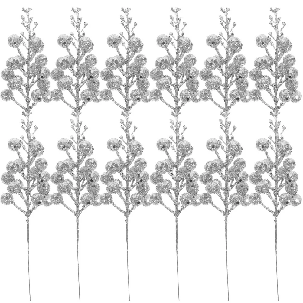 12 шт блестящих рождественских украшений, искусственные ягоды, для праздника на улице