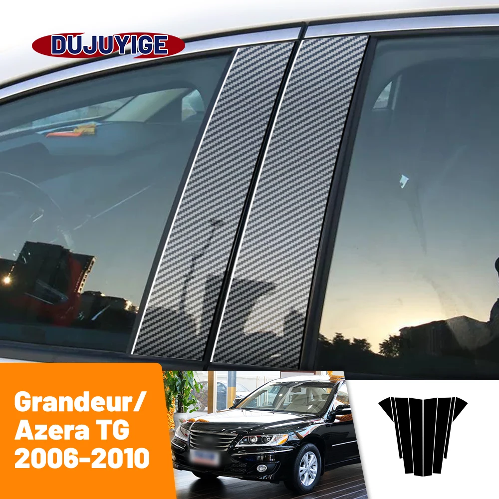 Para Hyundai Grandeur Azera TG 2006-2010 2007 2008 2009 Adesivo de Acabamento em Fibra de Carbono para Coluna de Janela e Porta (Pilares B e C)