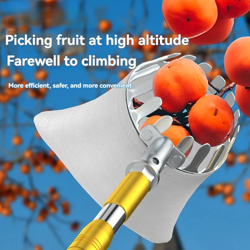 High Altitude Fruit Picker Sturdy Long Rod For Large Orchard Farm Mass Fruit Collection Outdoor Regular Farming Harvest Tasks