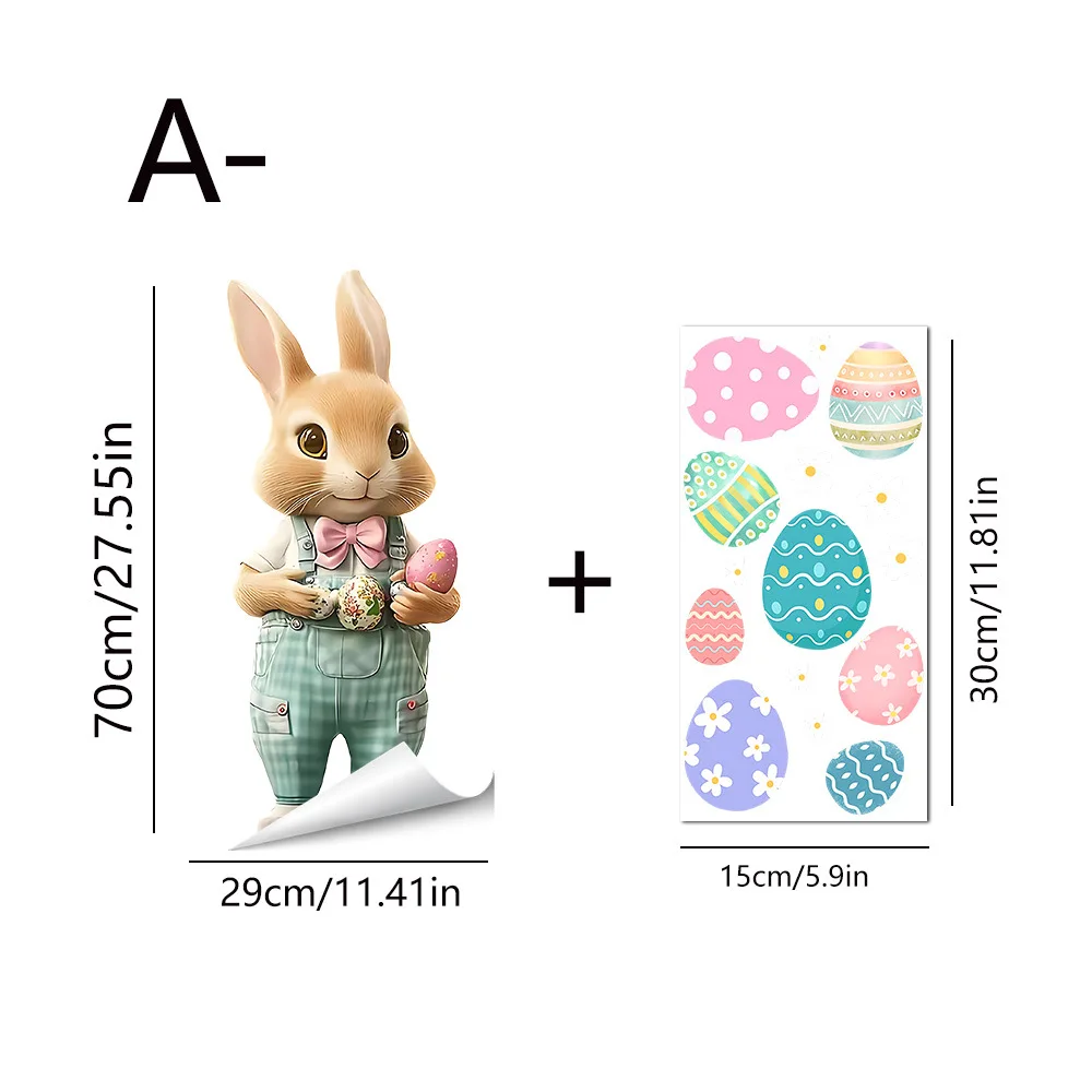 Pasen Nieuw product Elektrostatische patch Schattig konijn Kleurrijke eierstickers Glazen raamstickers Kinderkamerdecoratie