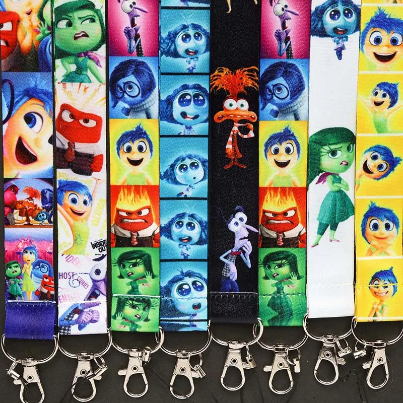 Disney Inside Out 2 Cartoon Movie Lanyards Neck Strap for ID Card Keyring Accessories Gifts Credential Holder for Christmas Gift