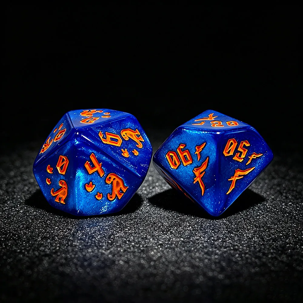 7Pcs Jurassic Ocean Blue Dinosaur Engraved Dice Set, Polyhedral Acrylic DND Dice for TTRPG RPG Board Games & Role Playing view 3