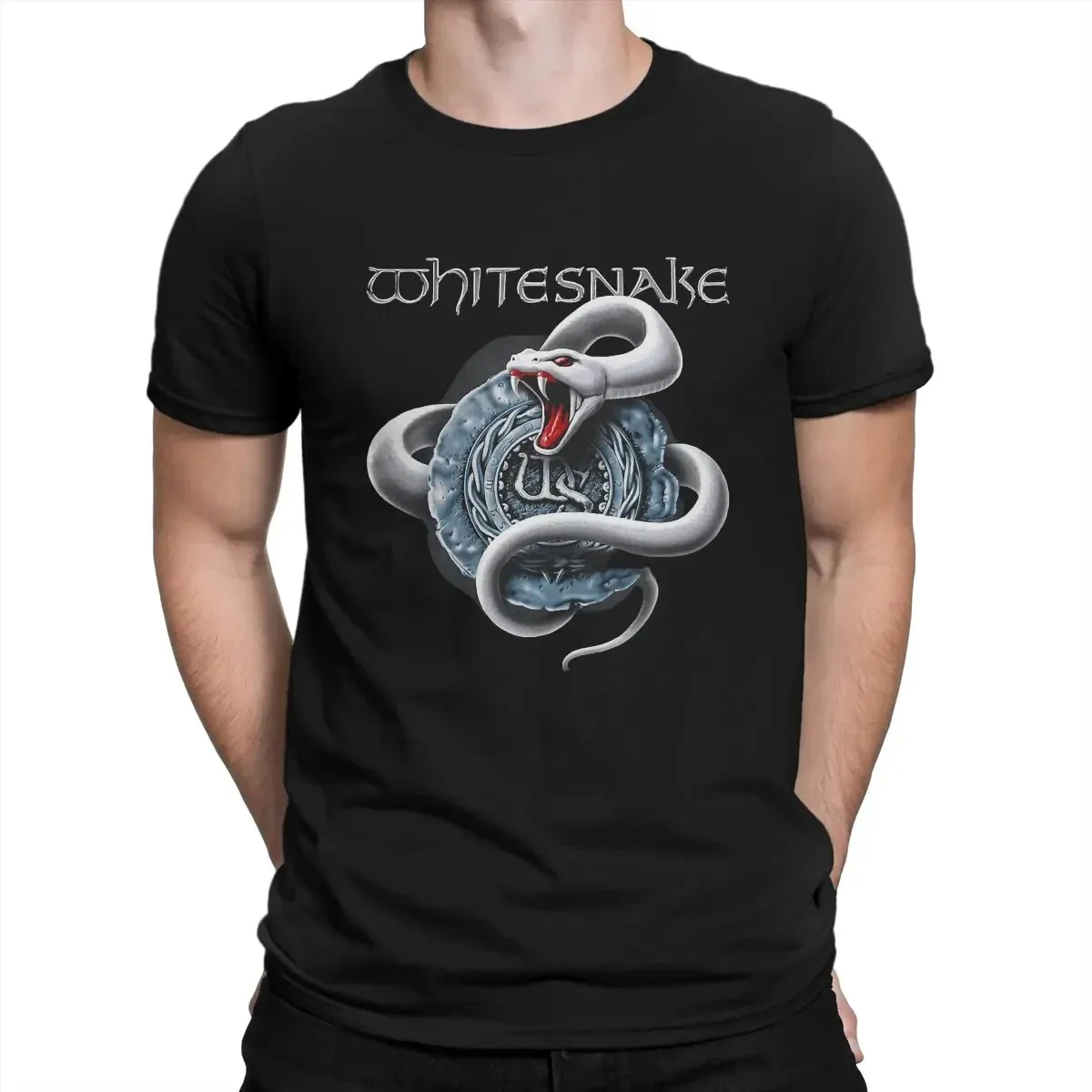 Whitesnake Newest TShirt for Men Music Band Rock Round Collar Basic T Shirt Distinctive Birthday Gifts Streetwear Men Clothing