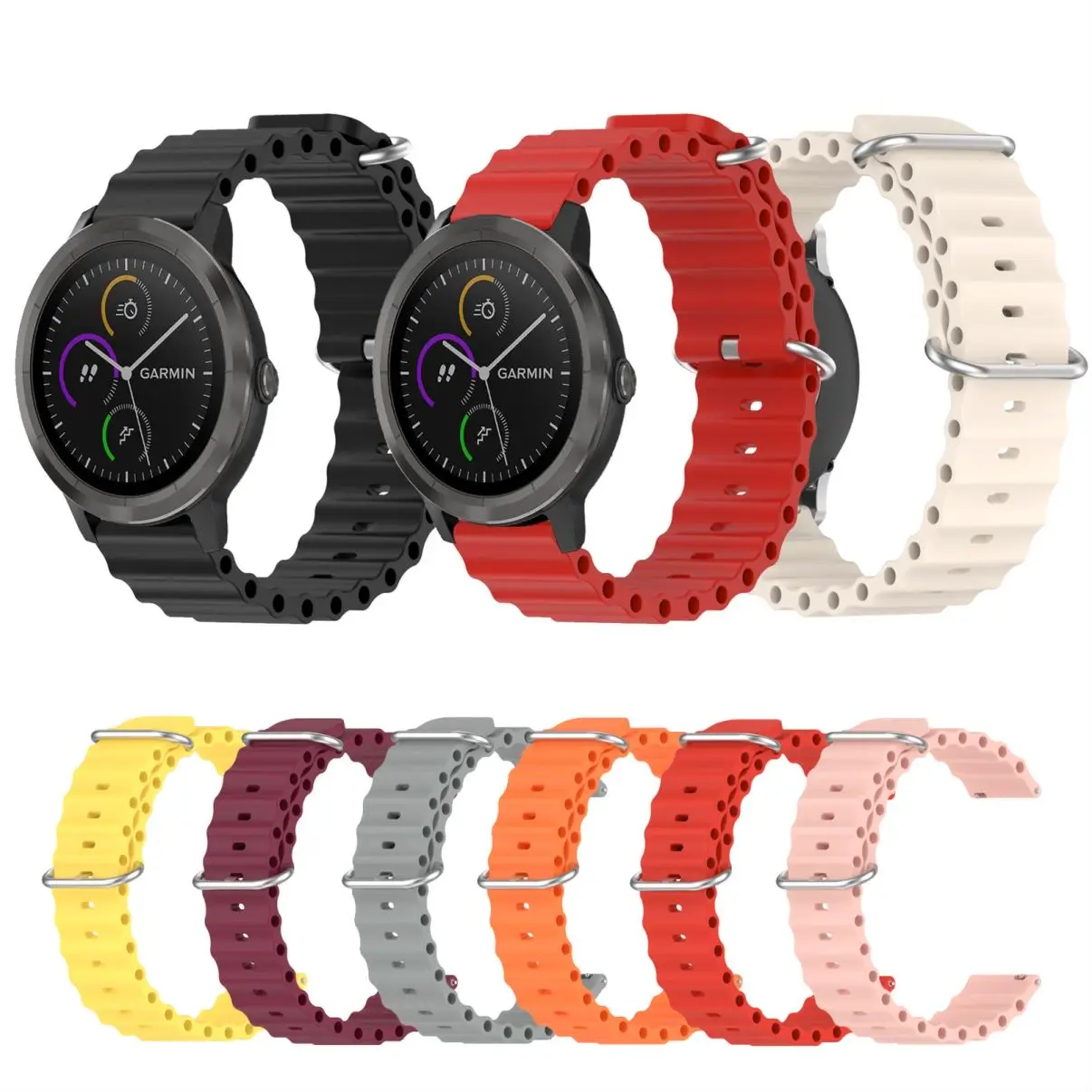 For Garmin venu 2 3 Vivoactive 3 4 5 165 265 255 245 645 Silicone Ocean Band Strap Bracelet Accessories