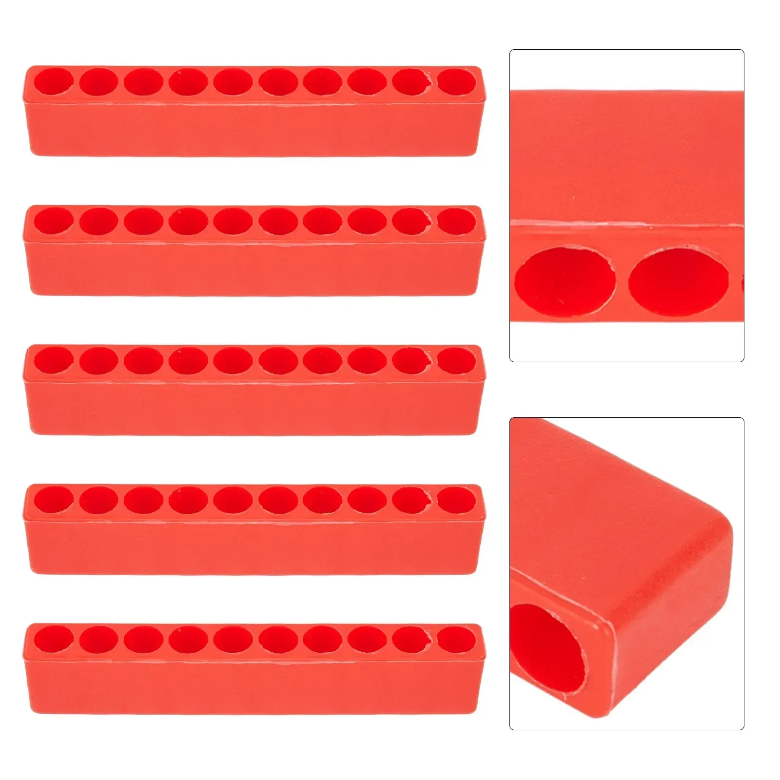 5pcs 10 Holes Plastic Red Screwdriver Bit Holder For 1/4inch Hex Tool 6.35mm For Organize Store Screwdriver Drill Bits Tools