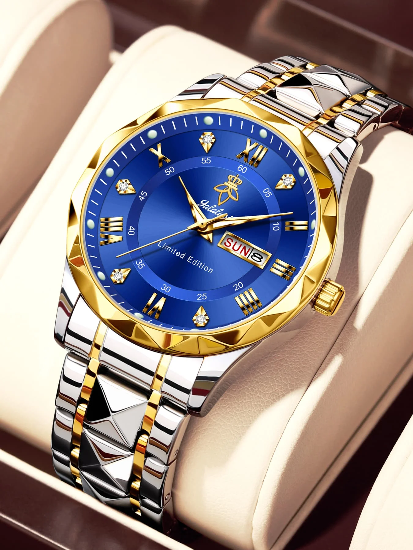 YaLaLuSi Men’s Steel-Strap Quartz Wristwatch: Business, Commuting and Leisure, with Date and Time Display Reloj